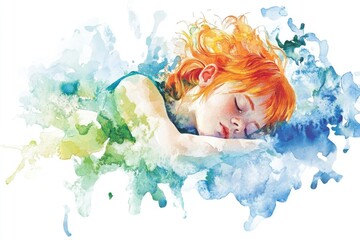 A young girl sleeps on her stomach, a peaceful scene