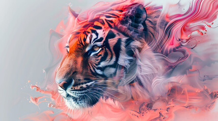 tiger animal abstract background wallpaper in pastel colors with high contrast, a creative and ornamental design perfect for templates and banners, a stock image


