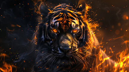 abstract wallpaper depicting a tiger animal in soft pastel colors with a contrasting background, a contemporary and decorative pattern ideal for graphic design projects, a stock image

