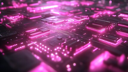 Fototapeta premium Abstract Pink Illuminated Circuit Board Technology