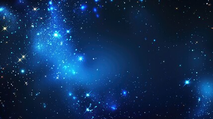 Naklejka premium Starry Sky Celebration: Glowing Blue Background with Sparkling Stars and Glare