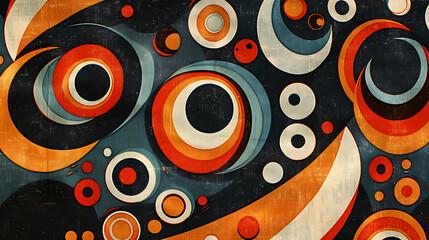 vintage barkcloth fabric with a 1930s martian pattern print, an abstract geometric design with retro and art deco influences, suitable for textile and wallpaper backgrounds, a stock image

