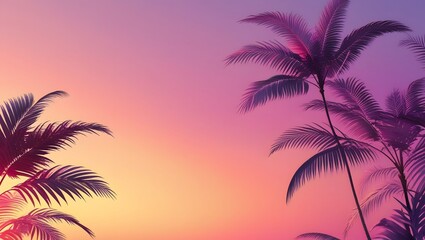 Naklejka premium Beautiful theme featuring the sunset and palm background. background with sunset. sunset background