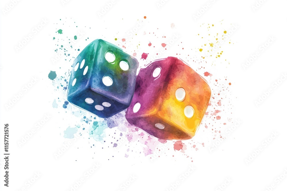Poster a pair of colorful dice sitting next to each other