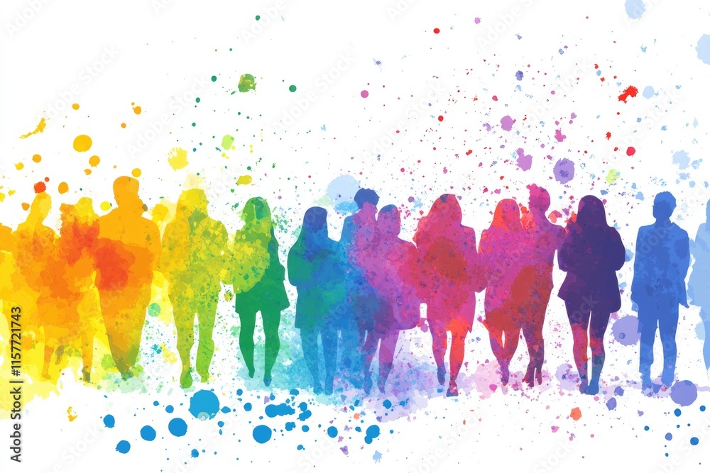 Aufkleber A group of people stand together in front of a plain white background, perfect for creating a sense of unity and togetherness