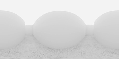 Fototapeta premium Minimalist Abstract 3D Environment with White Spheres 360 vr 3d render panorama