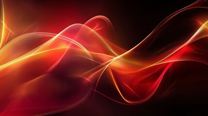 Fototapeta premium Abstract red and orange glowing waves background