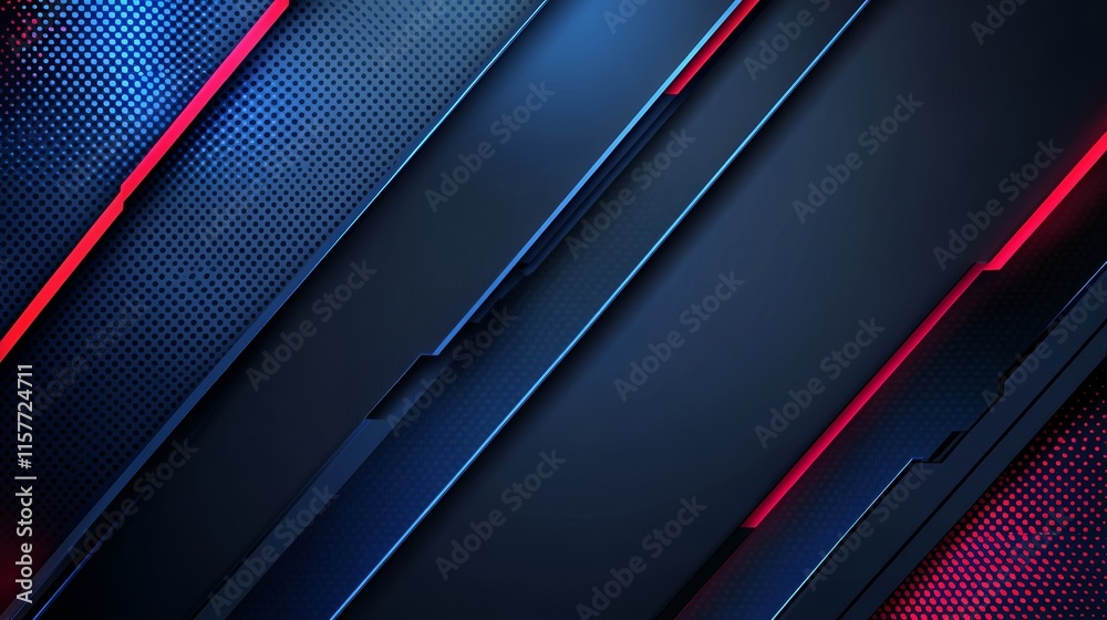 Poster abstract dark background with red and blue neon lines