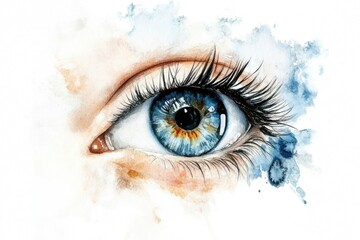 A close-up shot of a person's blue eye with detailed features