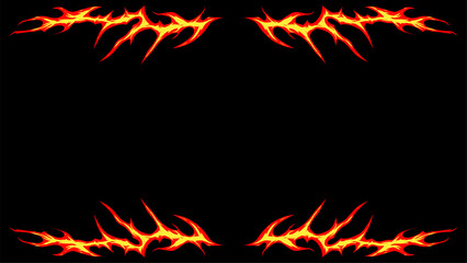Flame frame, abstract symmetrical shape. Vector hand drawn illustration