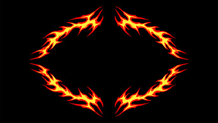 Fire frame, abstract symmetrical shape. Vector hand drawn illustration