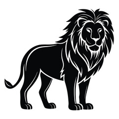 Lion silhouette, vector black color silhouette, on a white background