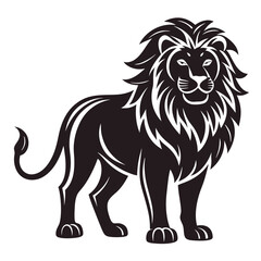Lion silhouette, vector black color silhouette, on a white background