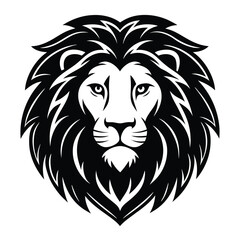 Lion silhouette, vector black color silhouette, on a white background