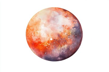 Fototapeta premium A whimsical illustration of a planet surrounded by stars, created in a watercolor style