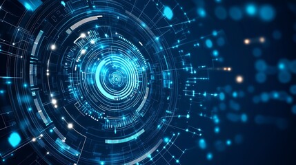 Obraz premium Abstract technology background with glowing circles and lines.