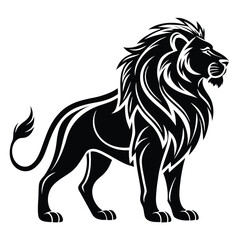 Lion silhouette, vector black color silhouette, on a white background
