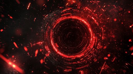 Obraz premium Abstract red glowing circle with particles