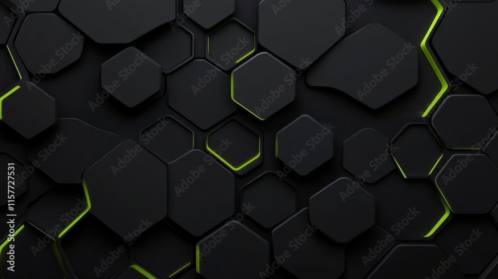 Poster Abstract dark hexagon pattern background
