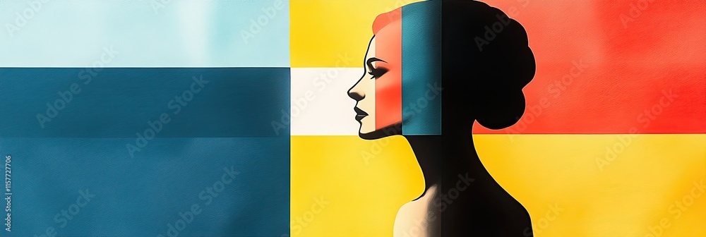 Poster Exploring the Depths of Identity Through Minimalist Pop Art and Vivid Color Fractal Illusions