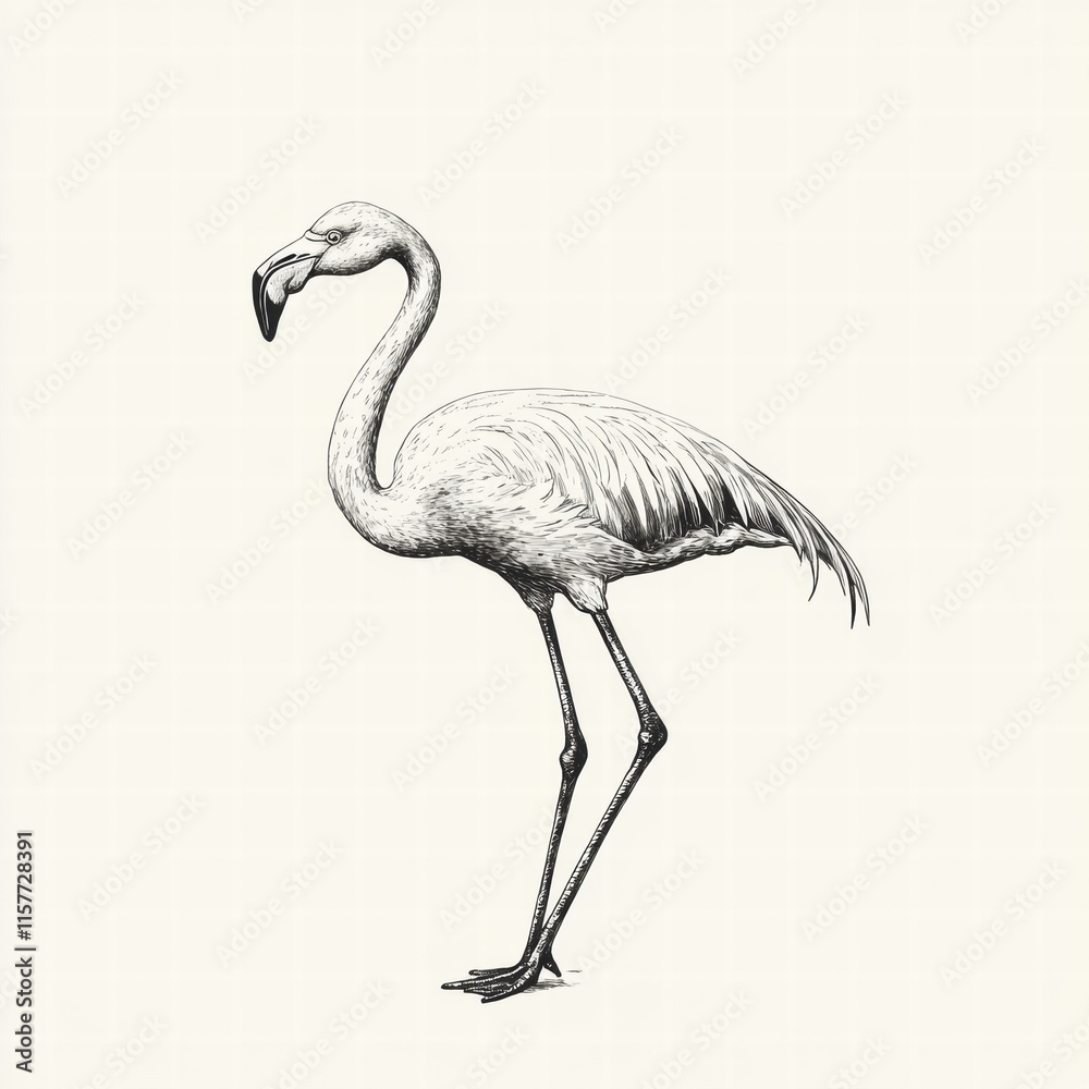 Aufkleber Flamingo standing elegantly with ample space for text and creative mock up design. Generative AI