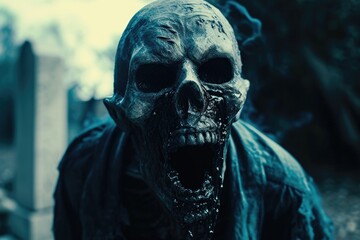Terrifying Haunted Portrait: Ghoul Screaming in Horror