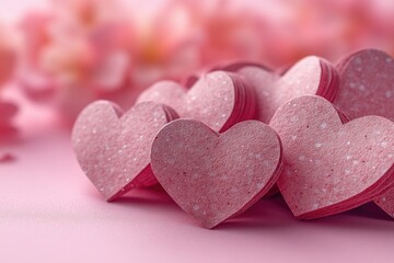 Obraz premium A collection of paper hearts placed on a flat surface, possibly for decoration or gift-giving