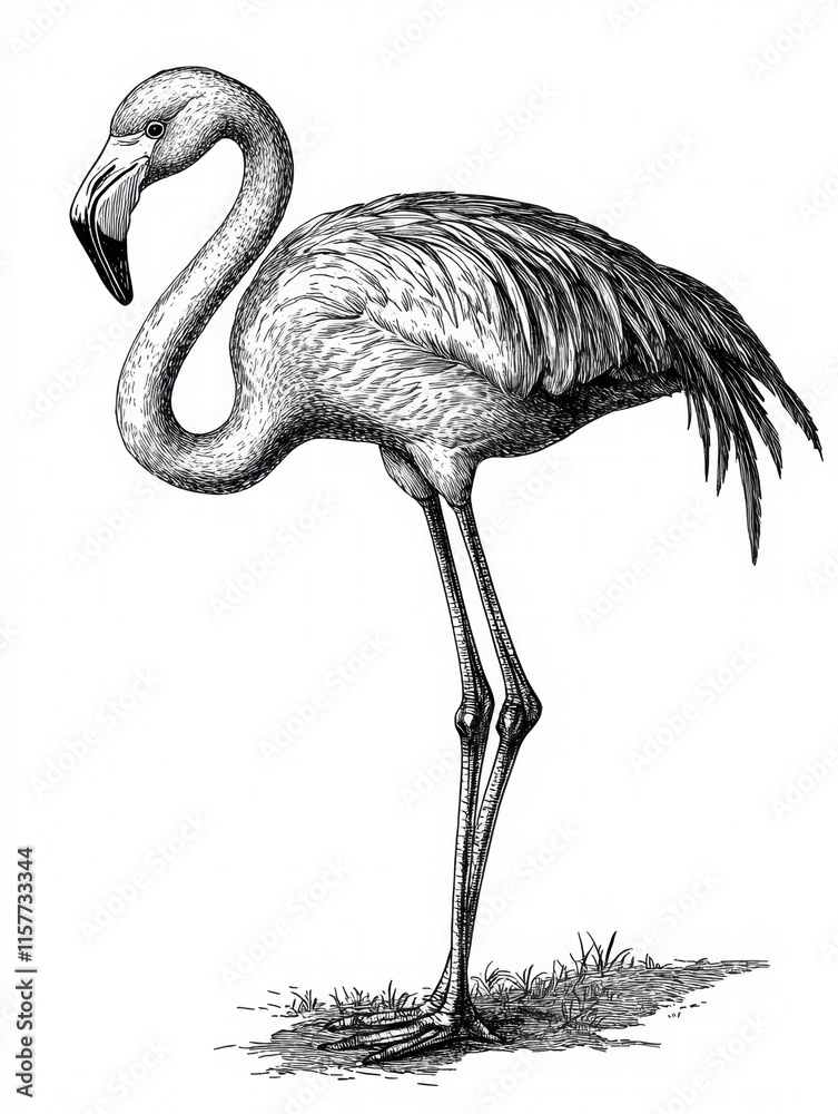 Poster flamingo illustration with ample copy space for text or design, ideal for creative projects. generat