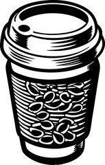 Coffee outline illustration engraving style