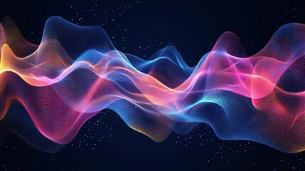 Obraz premium Abstract colorful waves flowing in dark space.