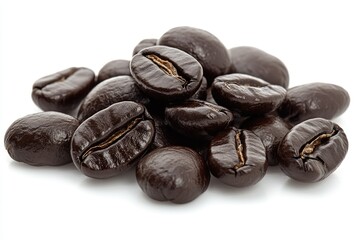 Obraz premium A close-up shot of a pile of dark roasted coffee beans.