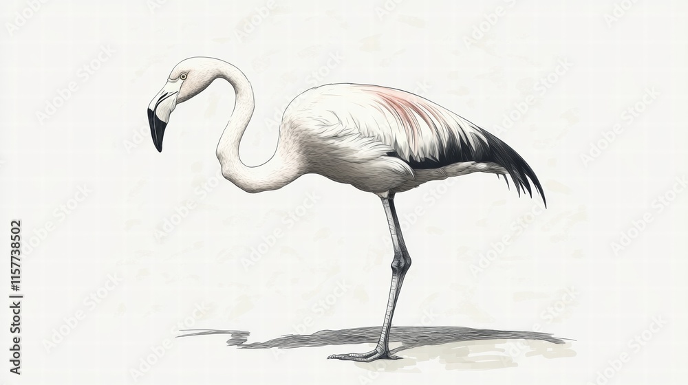Fototapete colorful illustration of a flamingo showcasing elegance and style against a neutral background with 