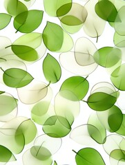 A close up of green leaves with a white background