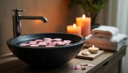 Contemporary Spa with Zen Elements. Great for wellness campaigns, spa advertisements, or luxury lifestyle imagery