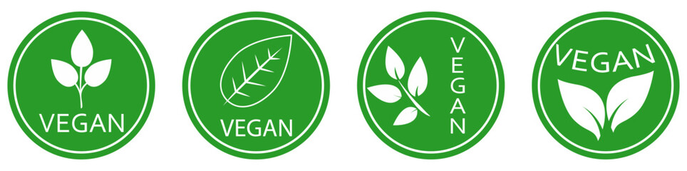 Vegan icon collection. stickers for labeling package, food, cosmetics