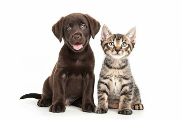 Friendly Labrador Retriever Sitting on White Background
