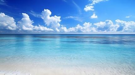 Fototapeta premium Beautiful beach landscapes with waves, sand, and endless skies. Beach scenery under a clear blue sky.
