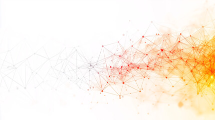 Representación abstracta de red de conexiones en tonos cálidos sobre fondo blanco