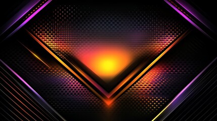 Abstract geometric background with neon light effects.