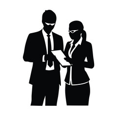a black silhouette of a man and a woman standing side by side