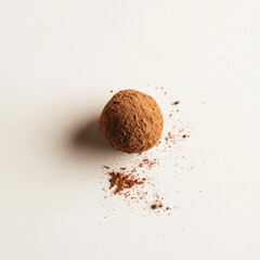 Single chocolate truffle dusted with cocoa powder on white background. (1)