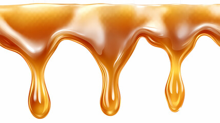Dripping sweet melted caramel png caramel syrup isolated on white and transparent background - smooth creamy liquid caramel molten dessert decoration pastry concept. Velutinous. Illustration