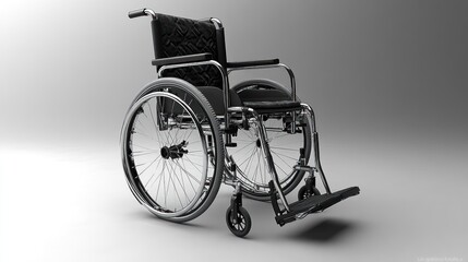 Fototapeta premium Modern black wheelchair on white background.