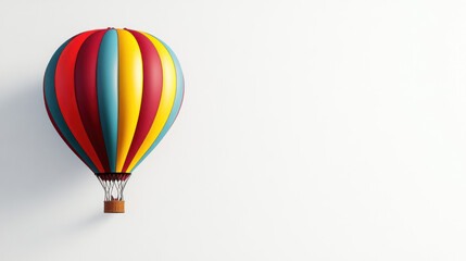Fototapeta premium Colorful hot air balloon against white background.