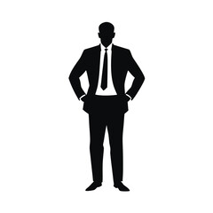 a black silhouette of a man in a formal attire