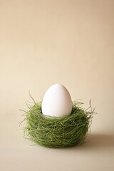 Naturbelassenes Ei in einem grasigen Nest