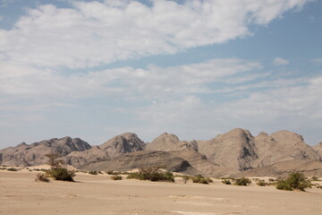 Mountains in the middle of the desert in Africa Namibia in complete solitude and peace and heat