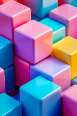 A group of colorful cubes stacked on top of each other