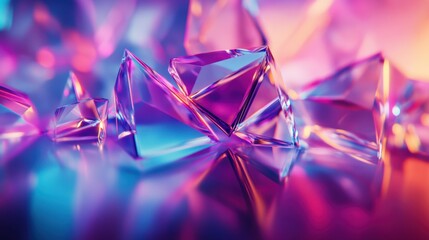 Geometric shapes layered in a kaleidoscopic design showcasing metallic hues and reflective surfaces in modern digital art