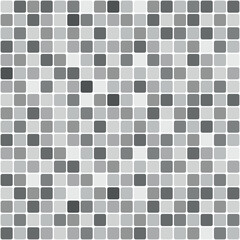 mosaic of rounded square tiles illustration, black and white in greyscale - seamless repeatable pattern texture background